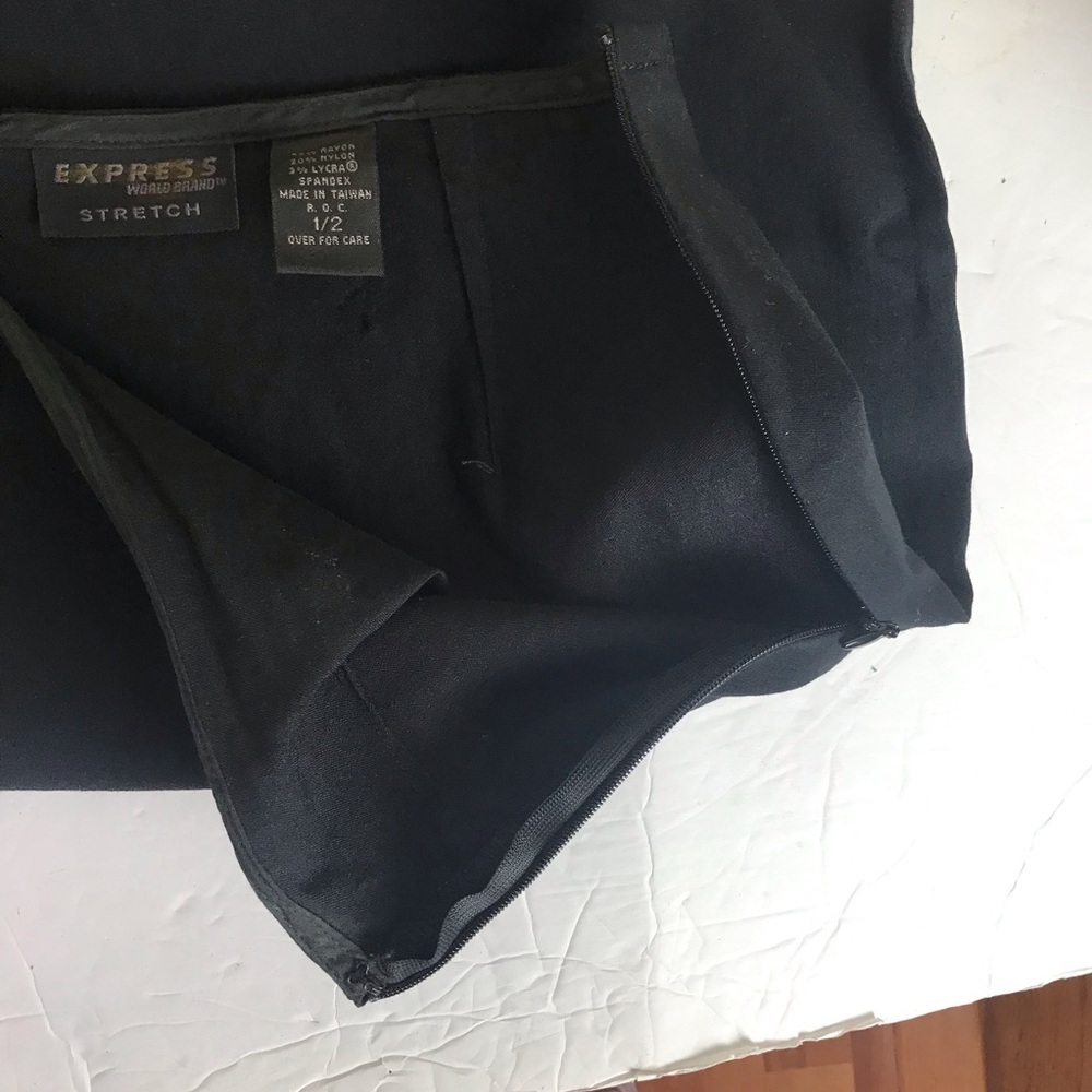 Express Stretch Vintage Y2K Mini Pencil Skirt Pleat Hem Fitted Sexy Small - Picture 4 of 12